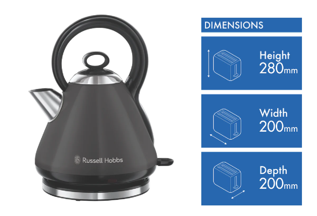 Russell Hobbs 1.7L Cordless Electric Kettle | 2400W Tea Coffee Water Boiler Boil | Indoor Home Office Kitchen Appliance