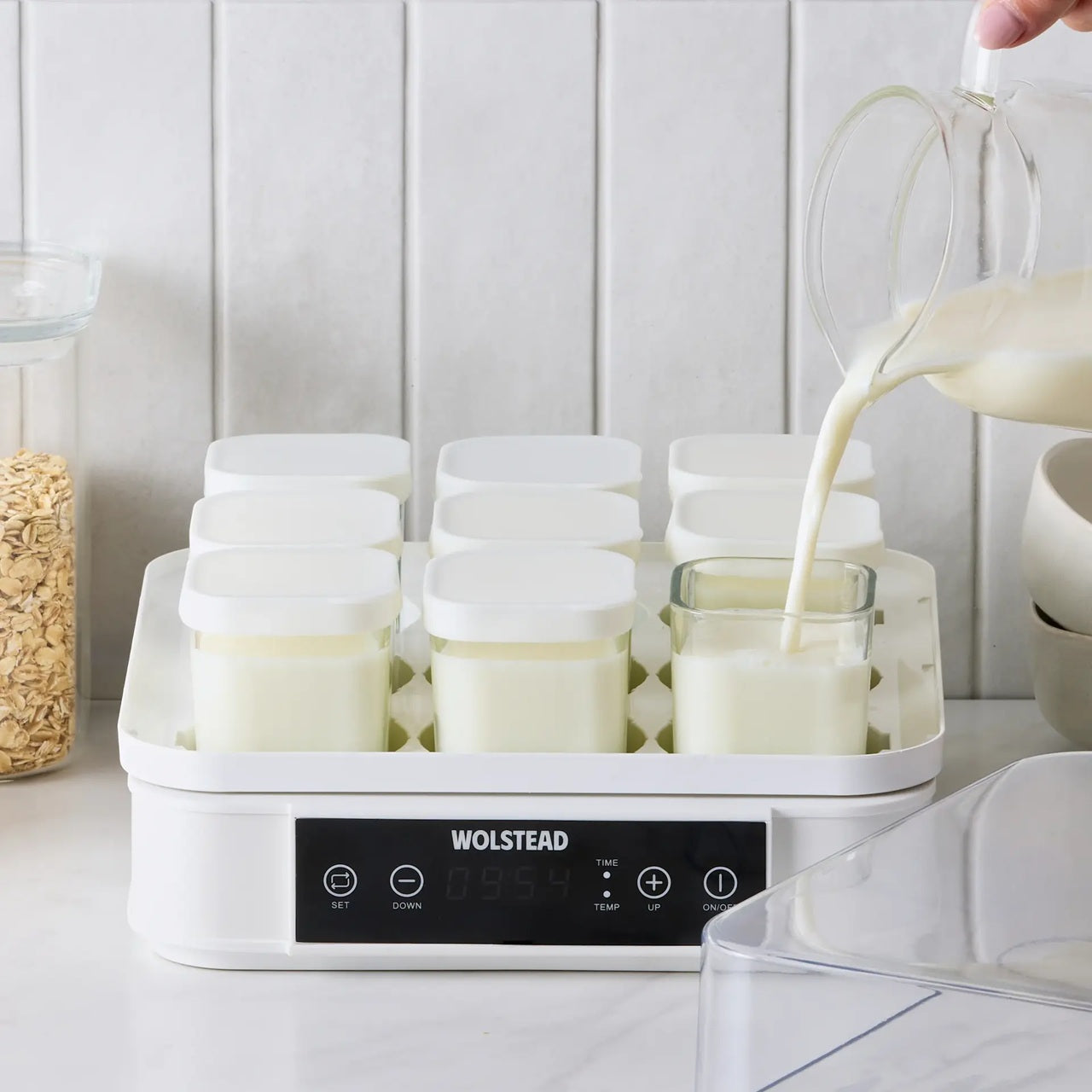Wolstead Yoghurt Maker 1.5L | Electric Digital Natural Yoghurt Preservative-Free Homemade | BPA Free | 9x Glass Jars