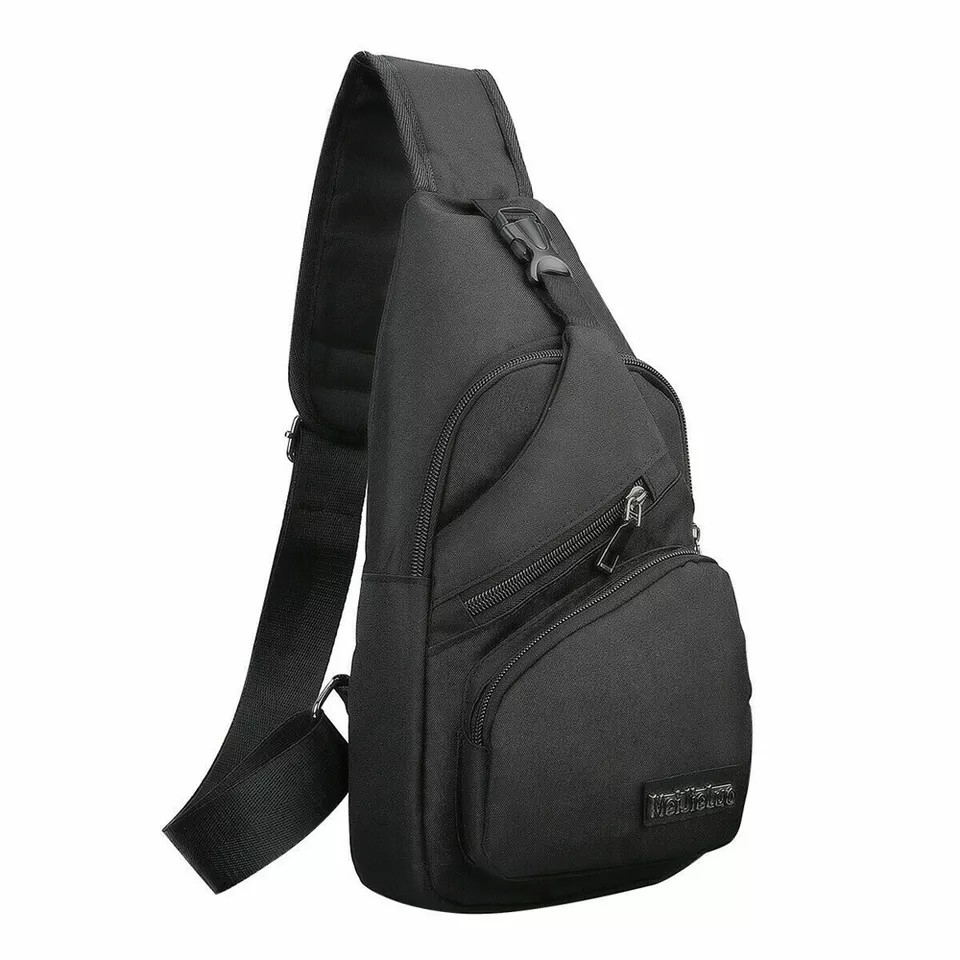 Men Chest Bag | Shoulder Backpack | Sling Cross Body Satchel | Travel Outdoor USB Port | Black