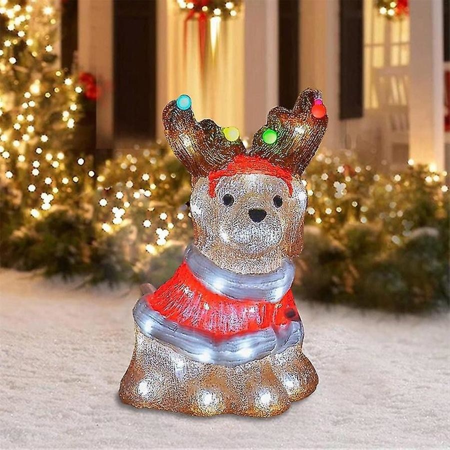 2d Christmas Dog With Led Lights | Yard Decoration With Acrylic Garden Stake | Durable and waterproof