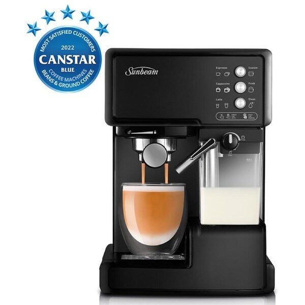 Sunbeam Café Barista Coffee Machine EM5000K | Thermoblock technology powers an ultra-efficient heating system | Barista Style Coffee | Semi-automatic Coffee Machine | Auto Milk Frother
