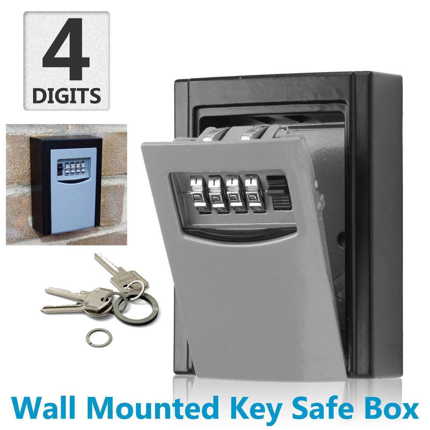 Wall-Mounted Key Storage Safe | Unit Apartment BNB Hotel Motel Padlock | Key Safe Keeping Box