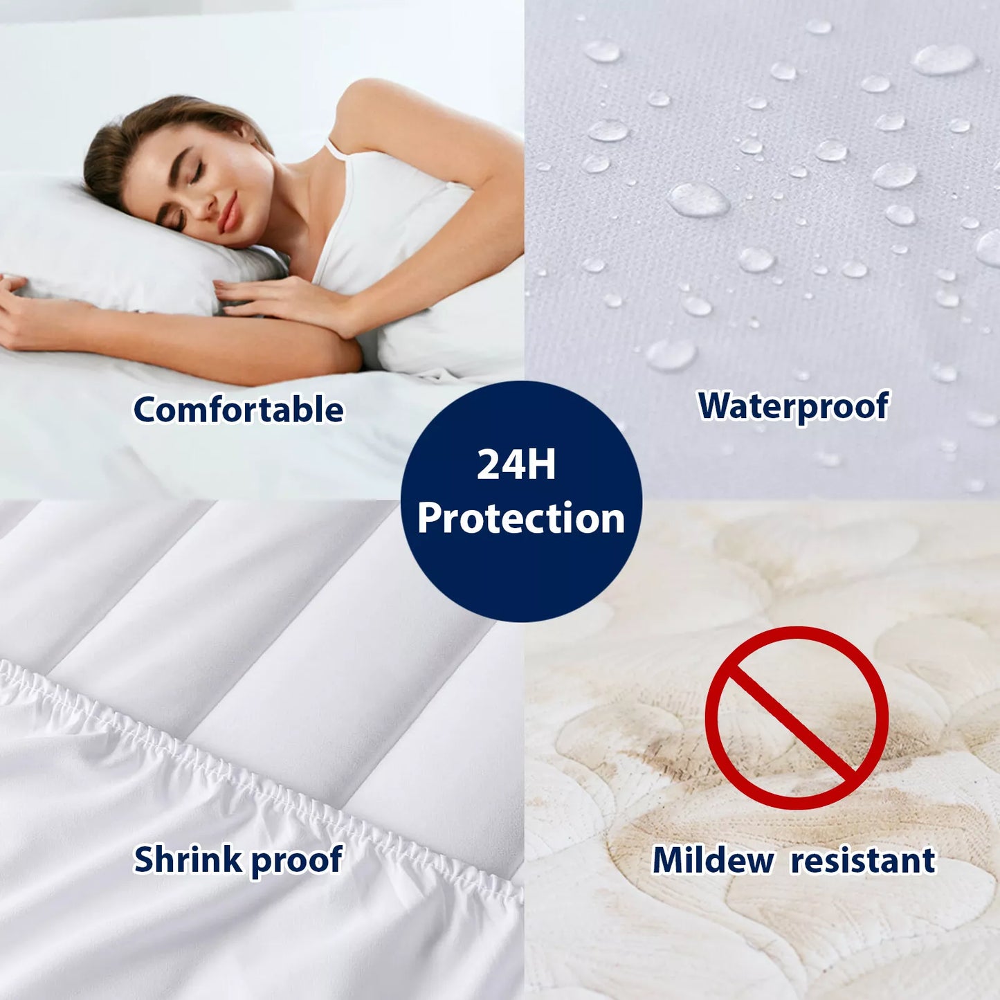 KING Size Fitted Waterproof Mattress Protector | King Bed Matress Non-Woven Spill Stain Protection | Fitted Skirt | Fully Waterproof
