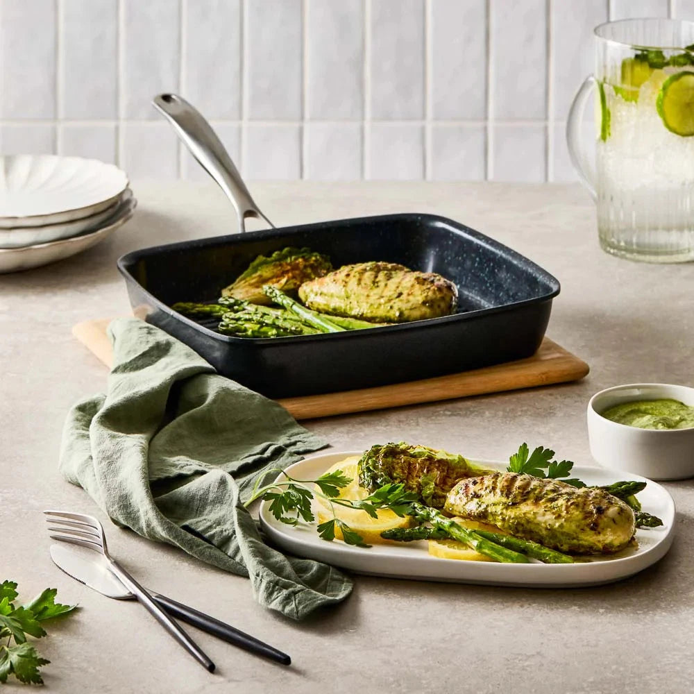 Baccarat 27cm Griddle Grill Premium Pan | Stovetop Kitchen Cooking Meat Vegetable Searing | Ceramic Induction OK