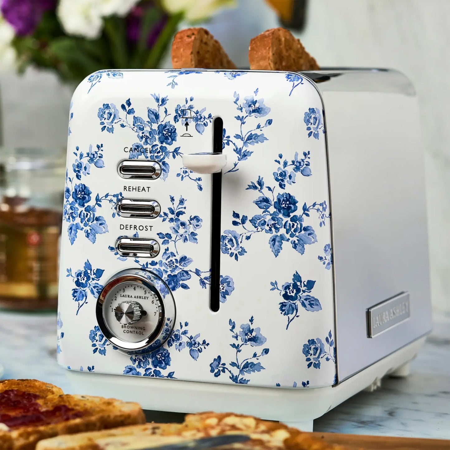 Laura Ashley 2 Slice Toaster | Bread Browning 7 Heat Defrost Stainless Steel Toast