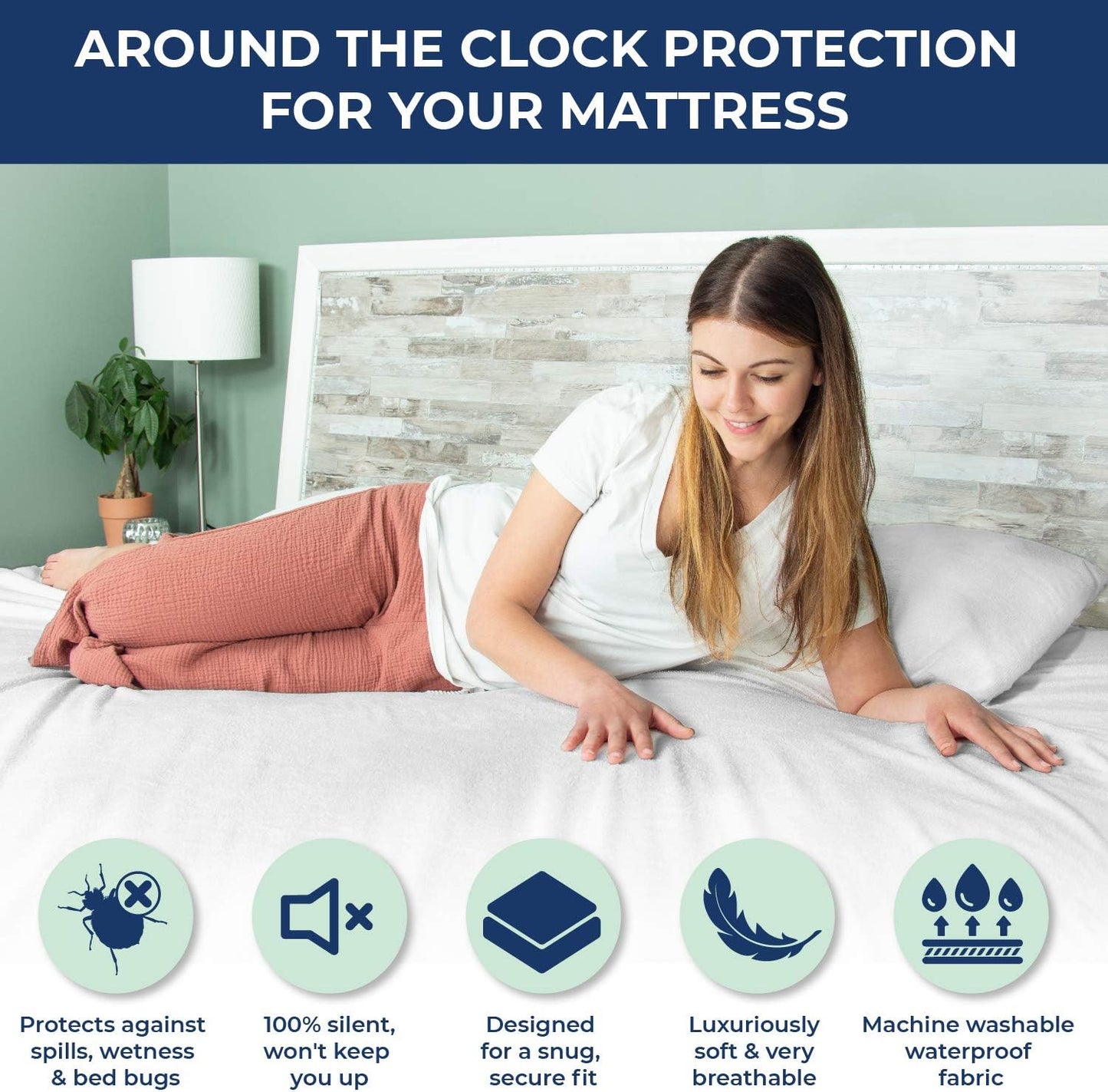 Queen Size Waterproof Mattress Protector | Spill Stain Matress Protection | Fully Fitted Terry Cotton Bedding