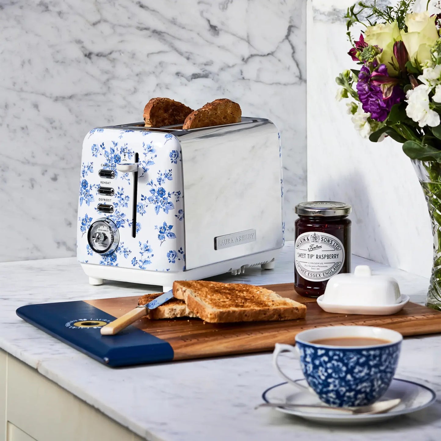 Laura Ashley 2 Slice Toaster | Bread Browning 7 Heat Defrost Stainless Steel Toast