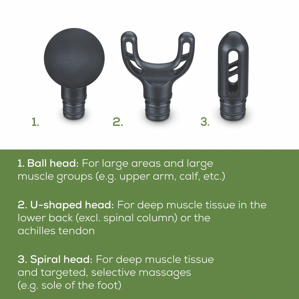 Beurer Deep Tissue Massage Gun | Handheld Soothing Massager | 5 Levels, 3 Attachments, Cordless Massaging Gun