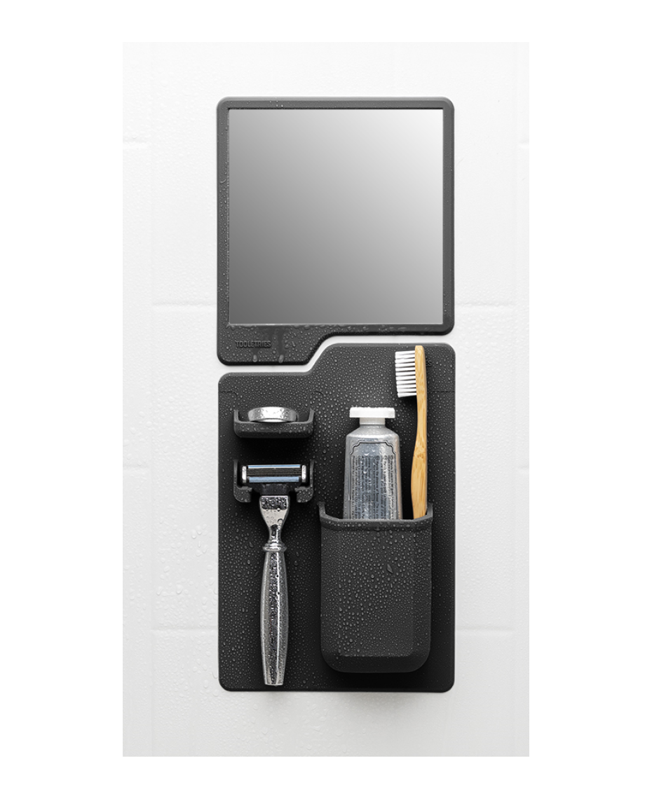 The Harvey & Oliver Set Toiletry Organiser | Fog-resistant and Shatterproof Mirror | Multi- compartment Storage