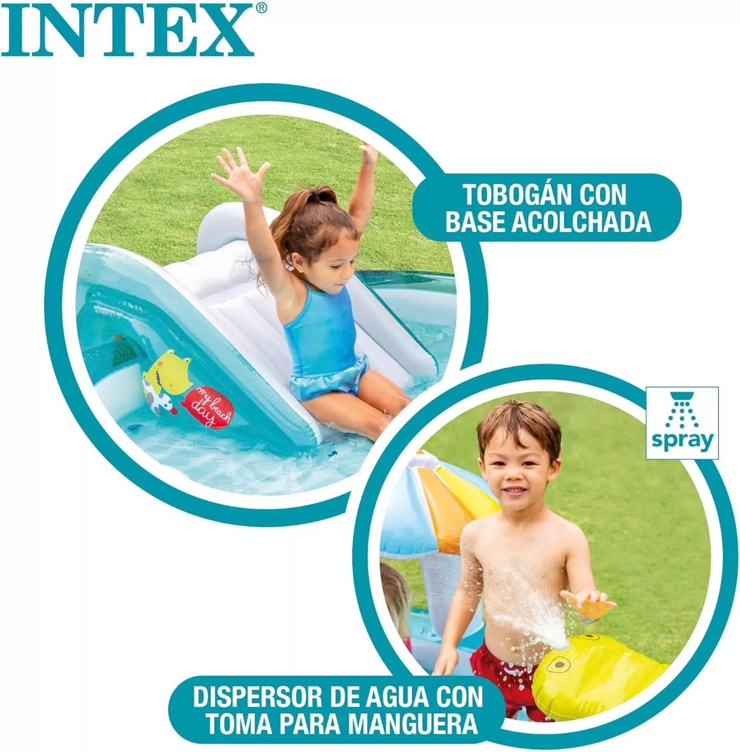 Intex Inflatable Swimming Pool and Sprinkler | Kids Backyard Inflatable Water Sprayer and Slide