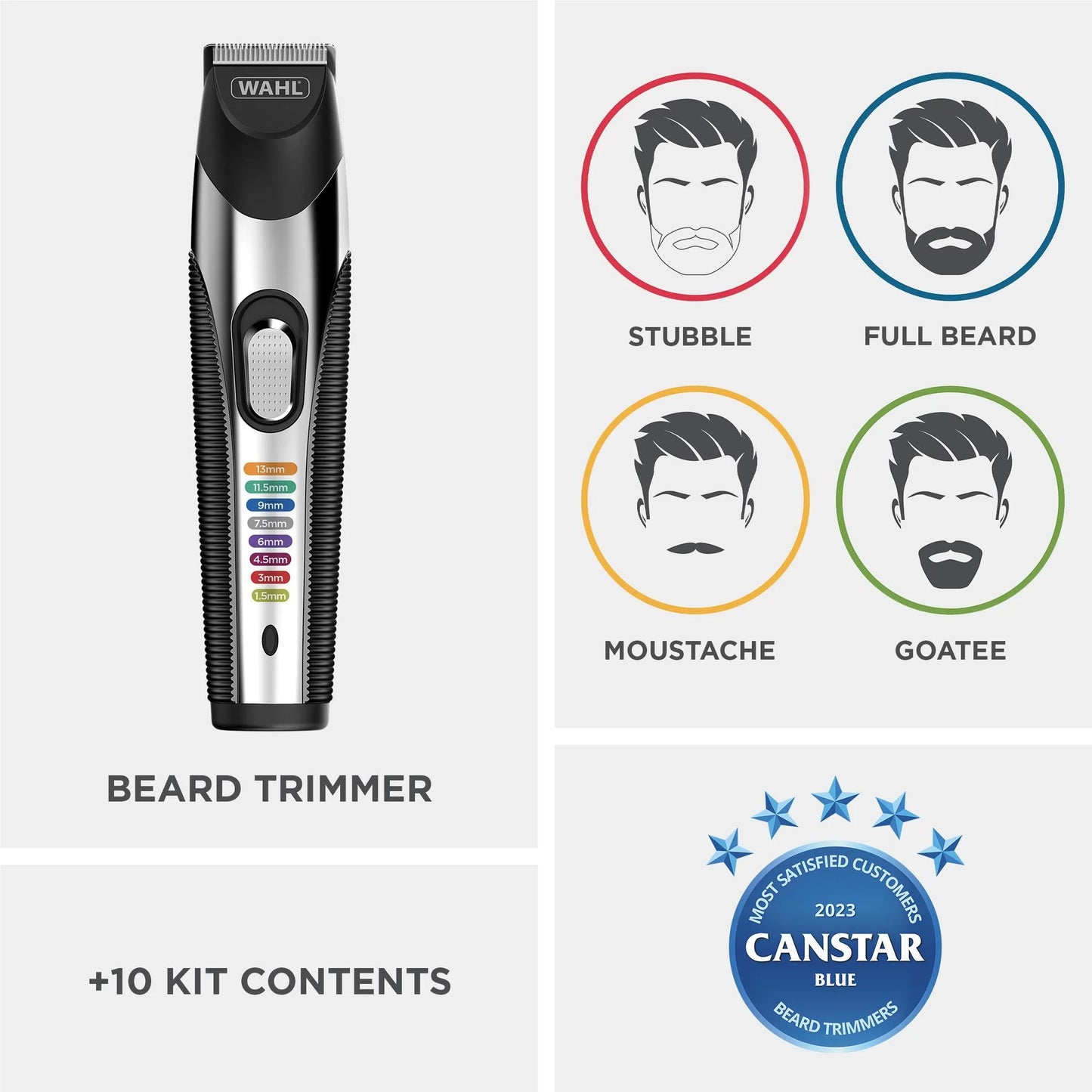 Wahl Cordless Beard Trimmer | Men's Rechargeable Clipper Color Trim Beard