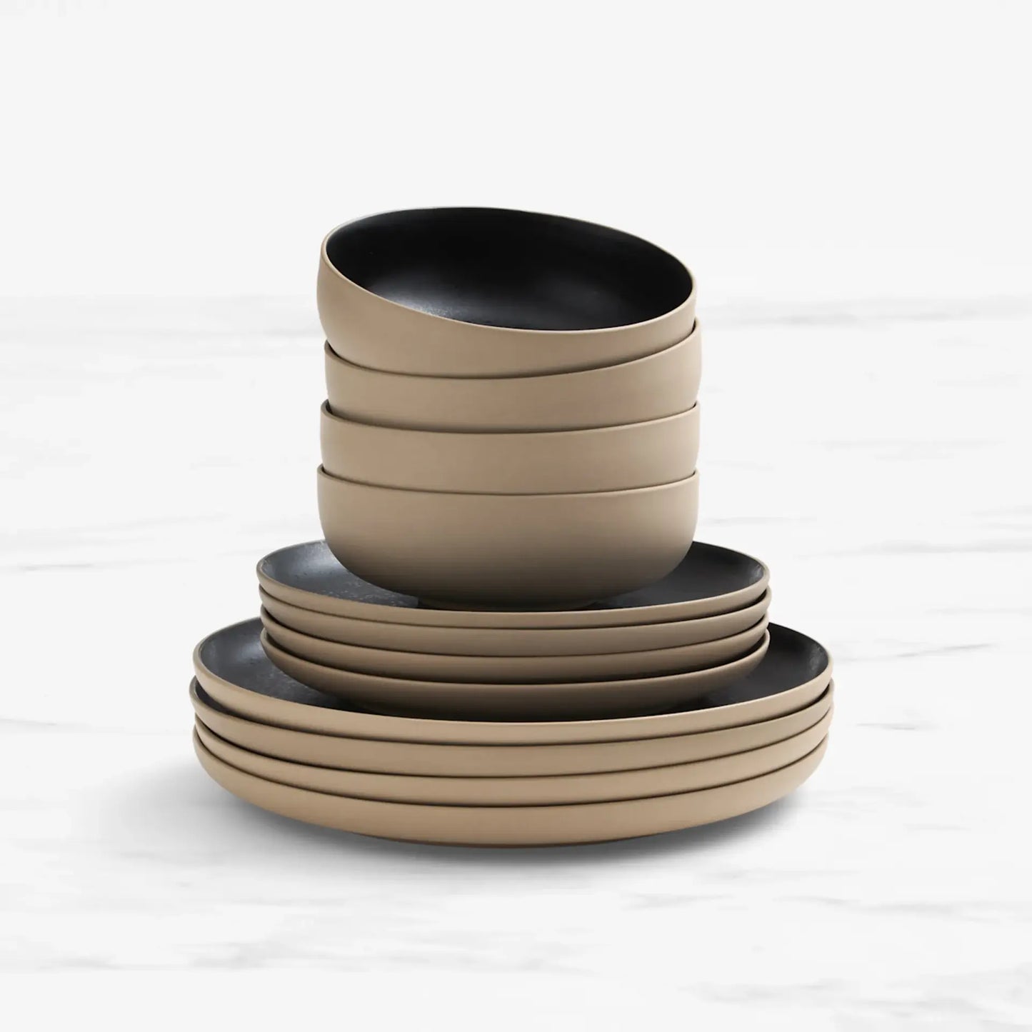 Salisbury & Co 12PC Stoneware Dinner Set | 4 Person Dinner Plates, Side Plates & Bowls | Dining Meal Entertaining Set