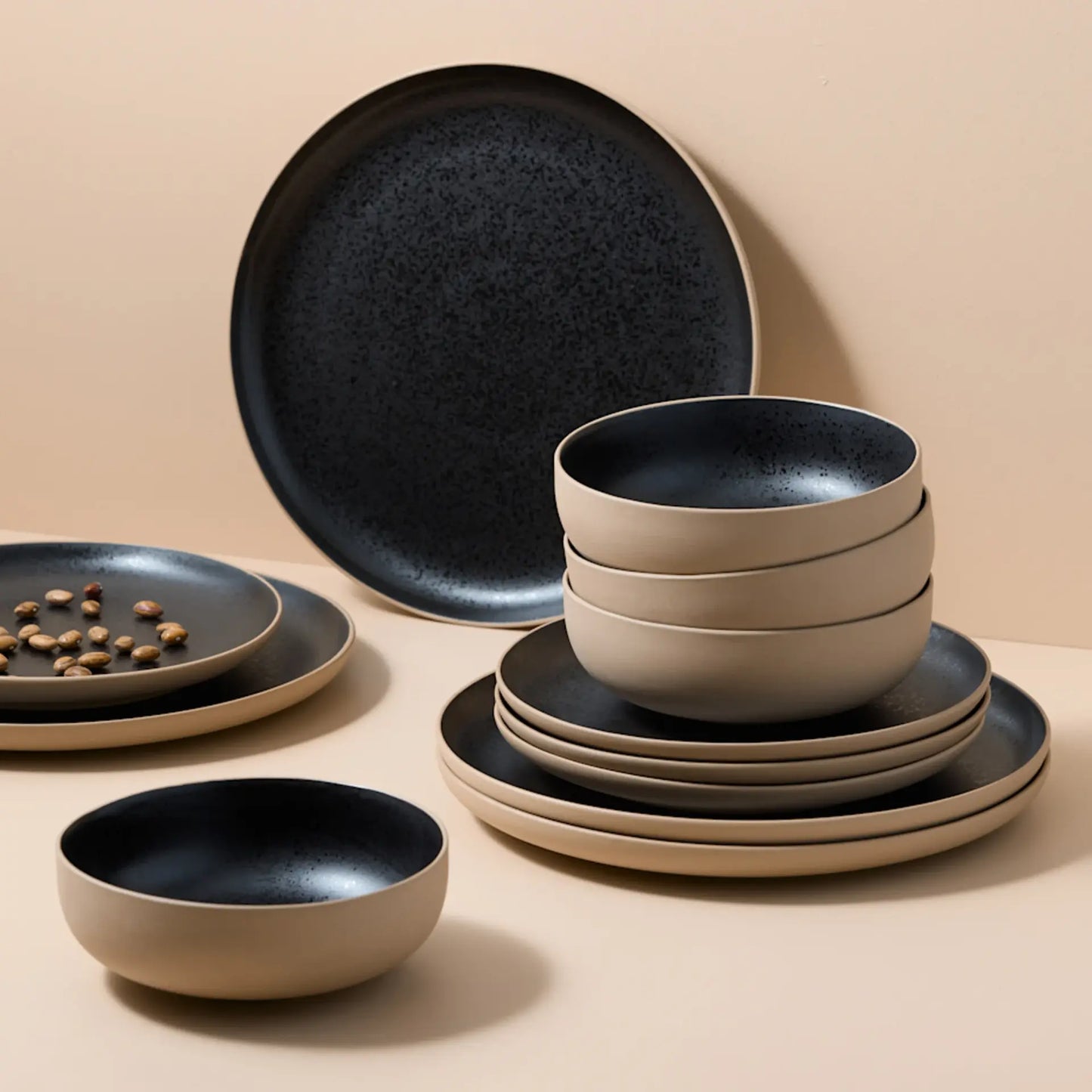 Salisbury & Co 12PC Stoneware Dinner Set | 4 Person Dinner Plates, Side Plates & Bowls | Dining Meal Entertaining Set