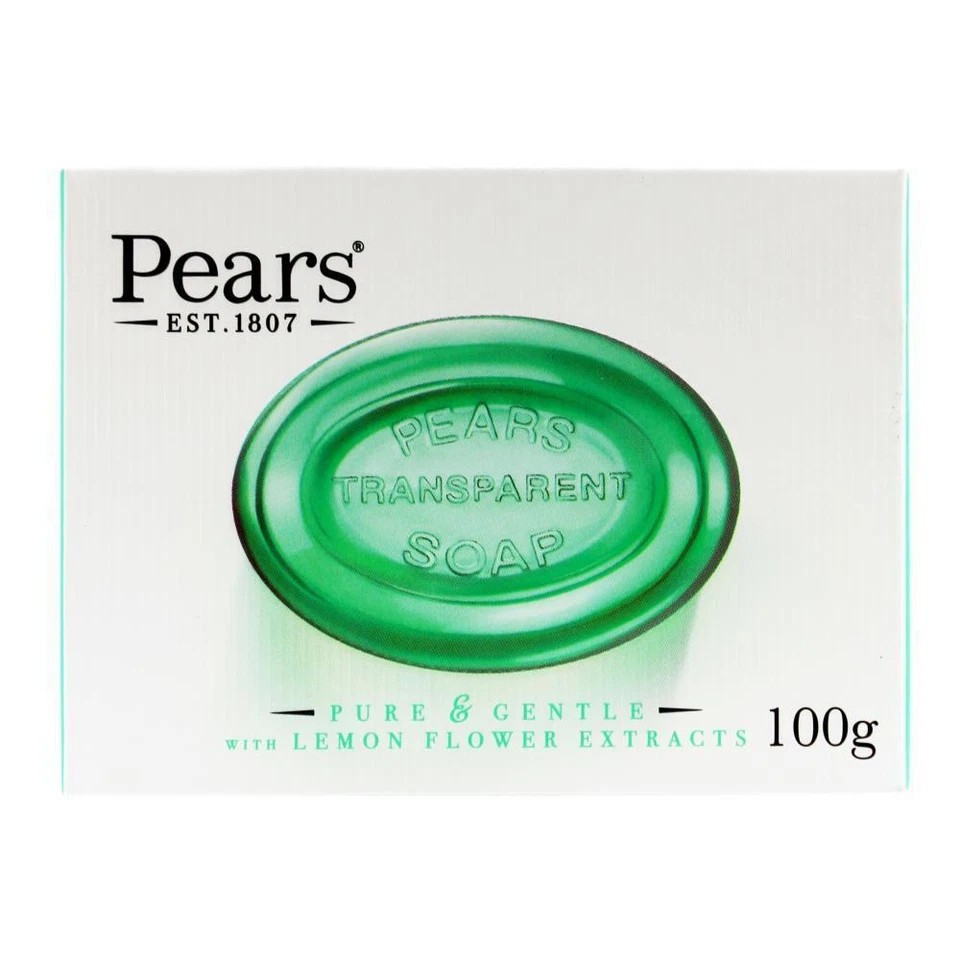 Pears Pure & Gentle Bar Soap | 100g Transparent Bar Soap | Lemon Flower Extracts Cleanser | 12 pcs