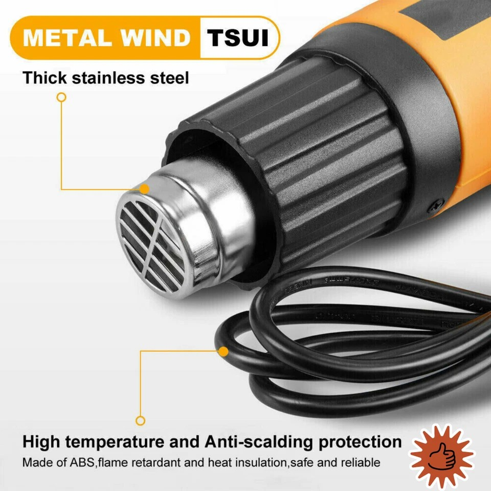 Electric Heat Gun | 60~650℃ 220V 2000W | Electric Heating Hot Air Gun | Temperature Power Tool | Loosen Rusty Bolts | Fire Starter |