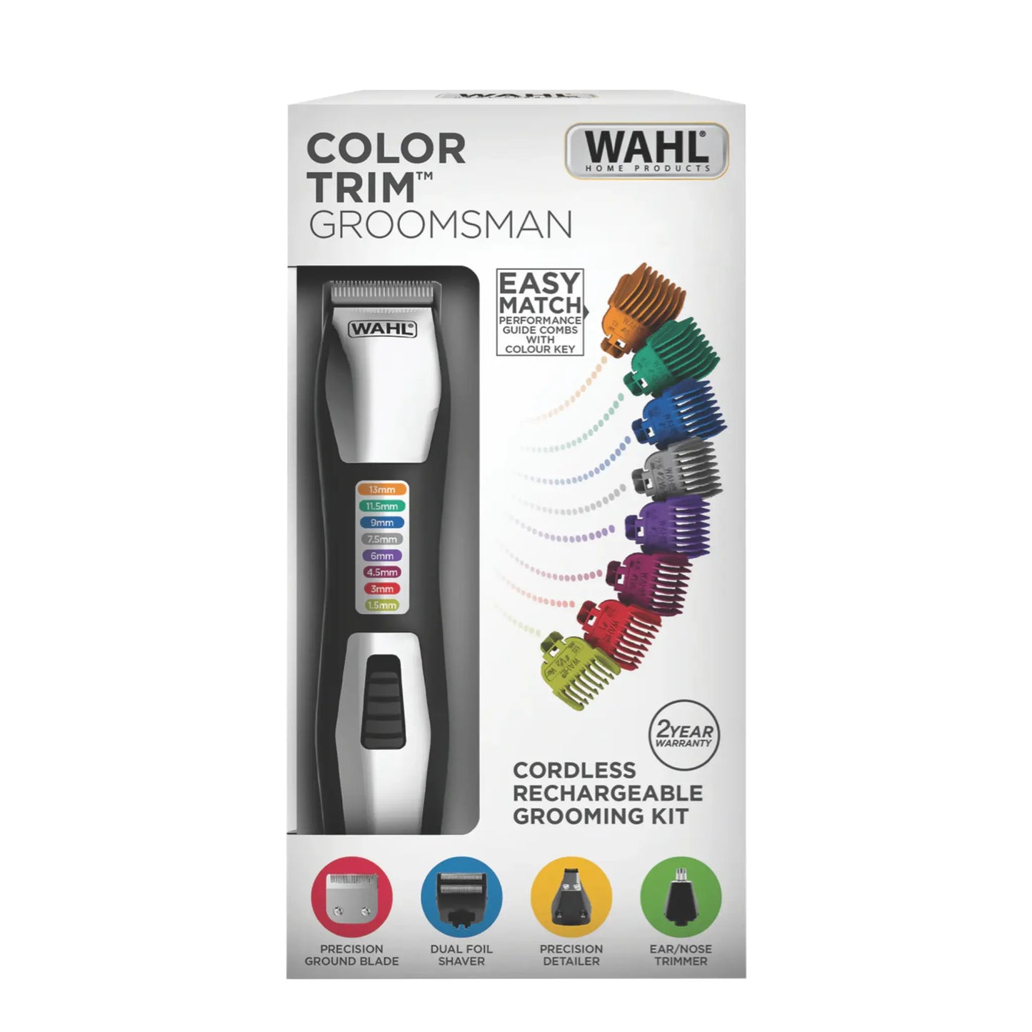 Wahl Cordless Beard Trimmer | Rechargeable Men's Colour-Coded Multigroomer | Men's Clipper Grommer Handheld