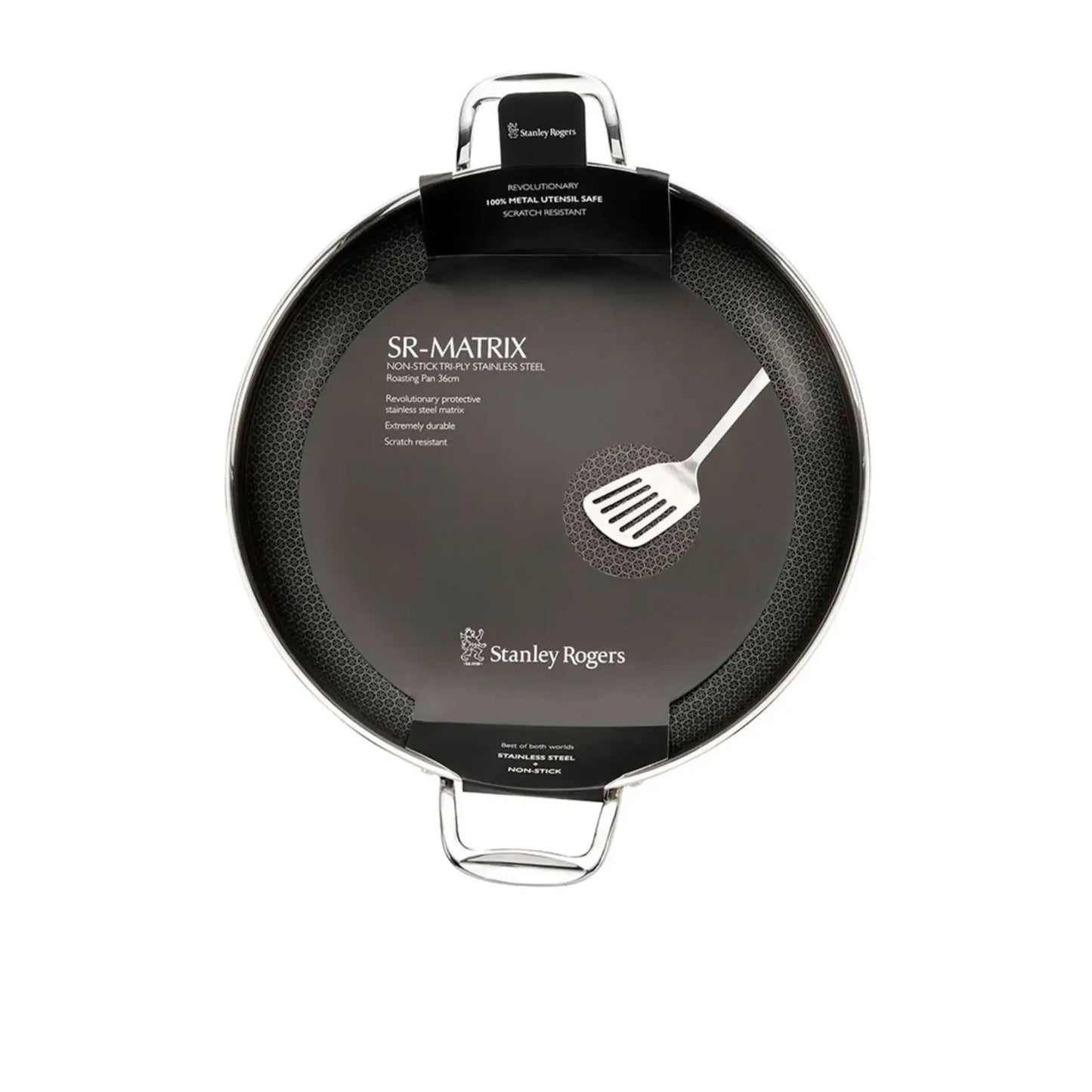 Stanley Rogers 36cm Roasting Pan | Large Frypan Saute Frying Casserole Pan Roast Non-Stick Stainless Steel