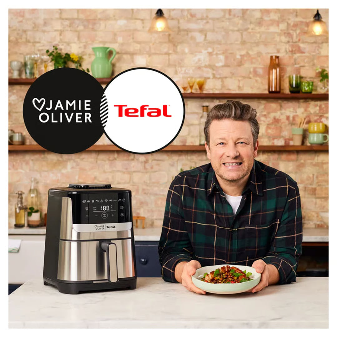 Jamie Oliver by Tefal Air Fryer | Electric Quiet & Easy Airfryer | Non-Stick Basket 10 Preset Healthy Benchtop Fryer Oil Free Cooker