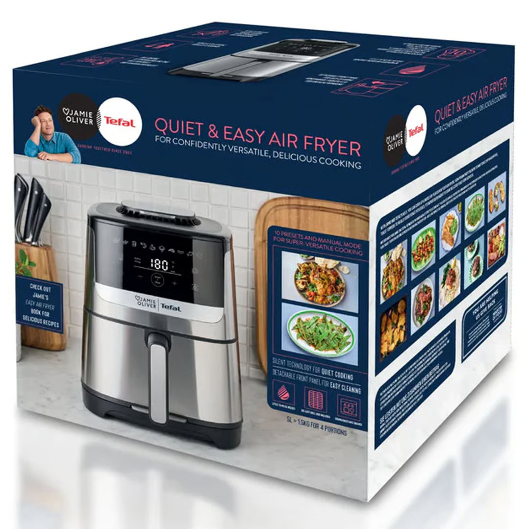 Jamie Oliver by Tefal Air Fryer | Electric Quiet & Easy Airfryer | Non-Stick Basket 10 Preset Healthy Benchtop Fryer Oil Free Cooker