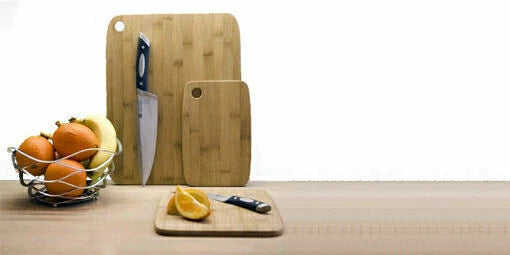 Scanpan 3 Piece Bamboo Chopping Board | Hard Wearing Serving Kitchen Natural Board | Antibacterial