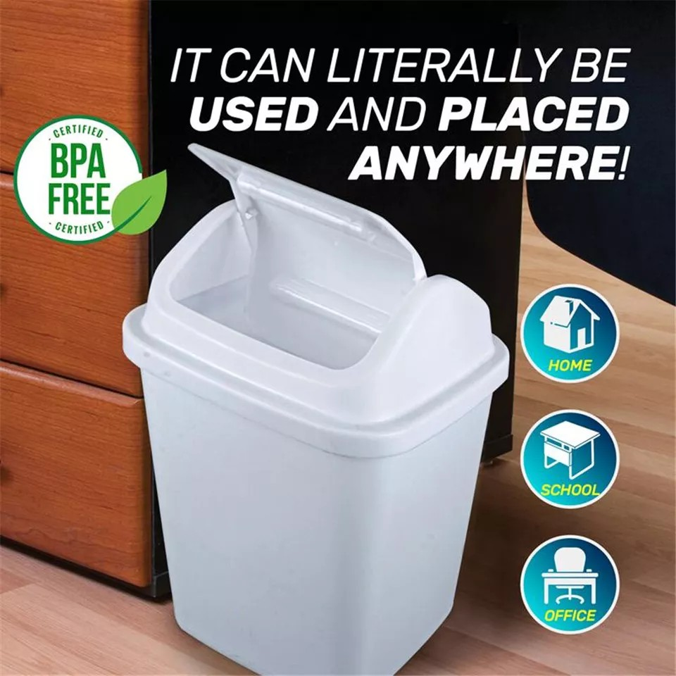 Home Kitchen Office Swing Lid Waste Bin | Garbage Rubbish Trash Can | 20L Basket | Kitchen Bin | Indoor Waste Bin