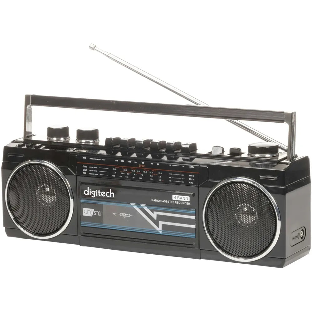 Retro Portable Boombox Cassette Tape Player | Bluetooth Speakers MP3 SD USB