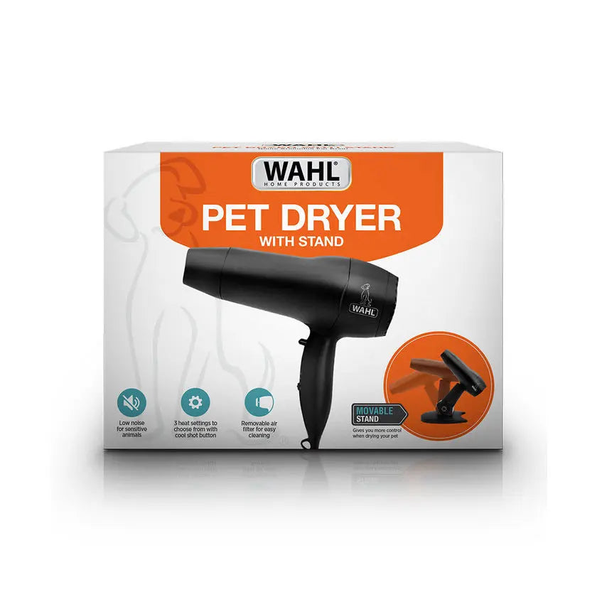 Wahl Pet Hair Dryer Dog Cat Hairdryer with Stand | 1800W Grooming Low Noise 3 Speed