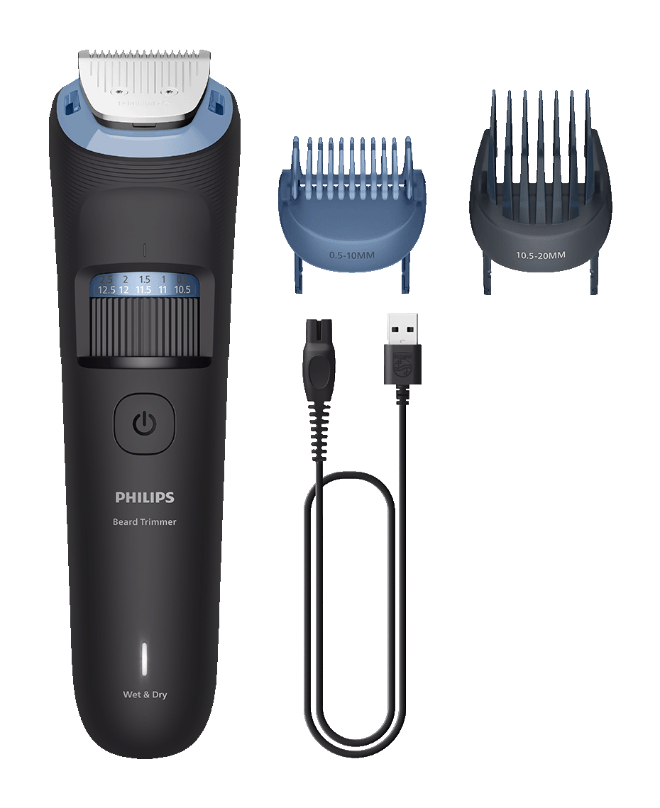 Philips Series 3000 Waterproof Beard Trimmer | BeardSense Tech | 40 Length Settings & 360° Grip