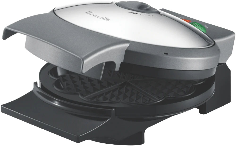 Breville Waffle Maker | Stainless Steel Heart-Shaped Scandi Waffle Machine | Breakfast Cooker Crisp Control Light Fluffy