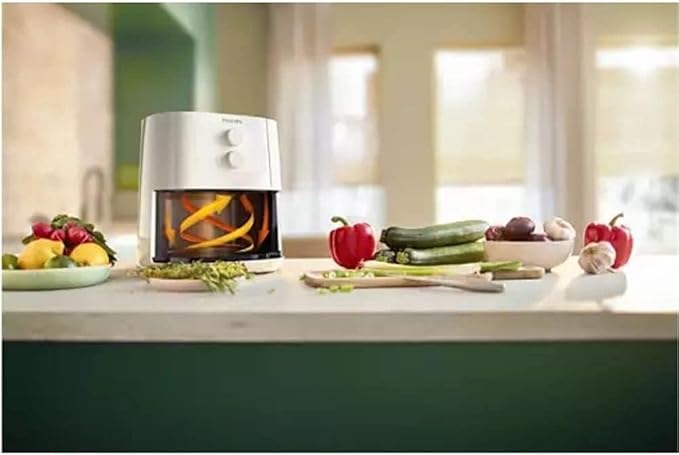 Philips Essential Air Fryer | 4.1 L Pan, Deep Fryer without Oil, Rapid Air Technology | HomeID Recipe App, Time & Temp Control, White