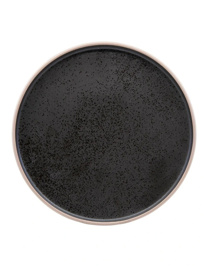 Salt & Pepper Dinner Set Stoneware 12pc Dining Set | Dinner Side Dish Plates/Bowls Black Dinnerware