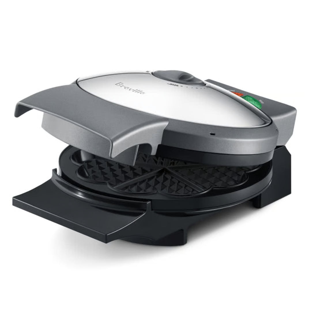 Breville Waffle Maker | Stainless Steel Heart-Shaped Scandi Waffle Machine | Breakfast Cooker Crisp Control Light Fluffy