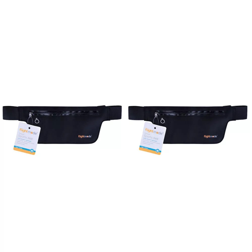 Flightmode Water Resistant Travel Bag | Sports Travel Bag | Belt w/ Hole for Headphones Pouch 2 Pk