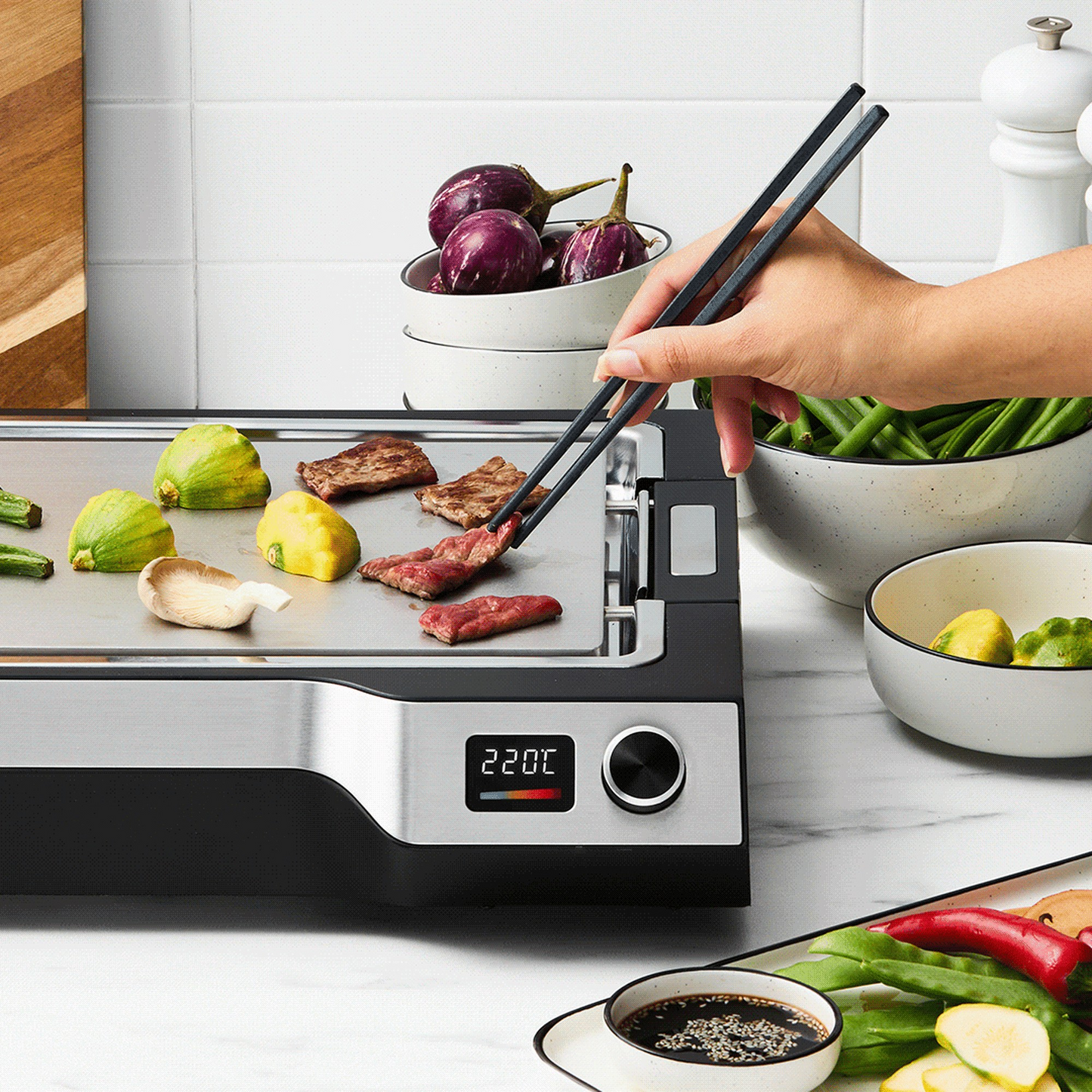 Wolstead Teppanyaki Grill | Grill Non-Stick Plate |1650W Electric Teppanyaki Tabletop Grill Griddle | Hot Plate Cooker