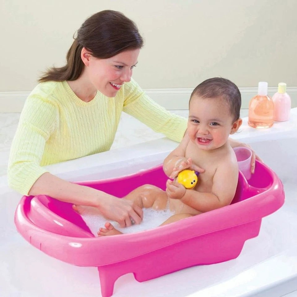 The First Years Newborn to Toddler Bath Tub w/ Sling Baby/Infant Bathing Pink