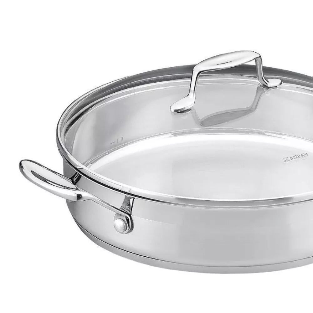Scanpan 28cm Stainless Steel Frypan Fry Frying Saute Pan Oven Safe w/ Glass Lid
