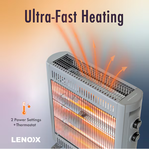 Lenoxx Indoor Heater 2200W | Infrared Radiant 2 Heat | Bedroom Lounge Heating Warmer