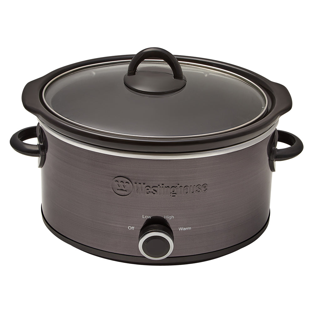 Westinghouse 3.5L | 210W Electric Slow Cooker w/Ceramic Pot | Stainless Steel Black