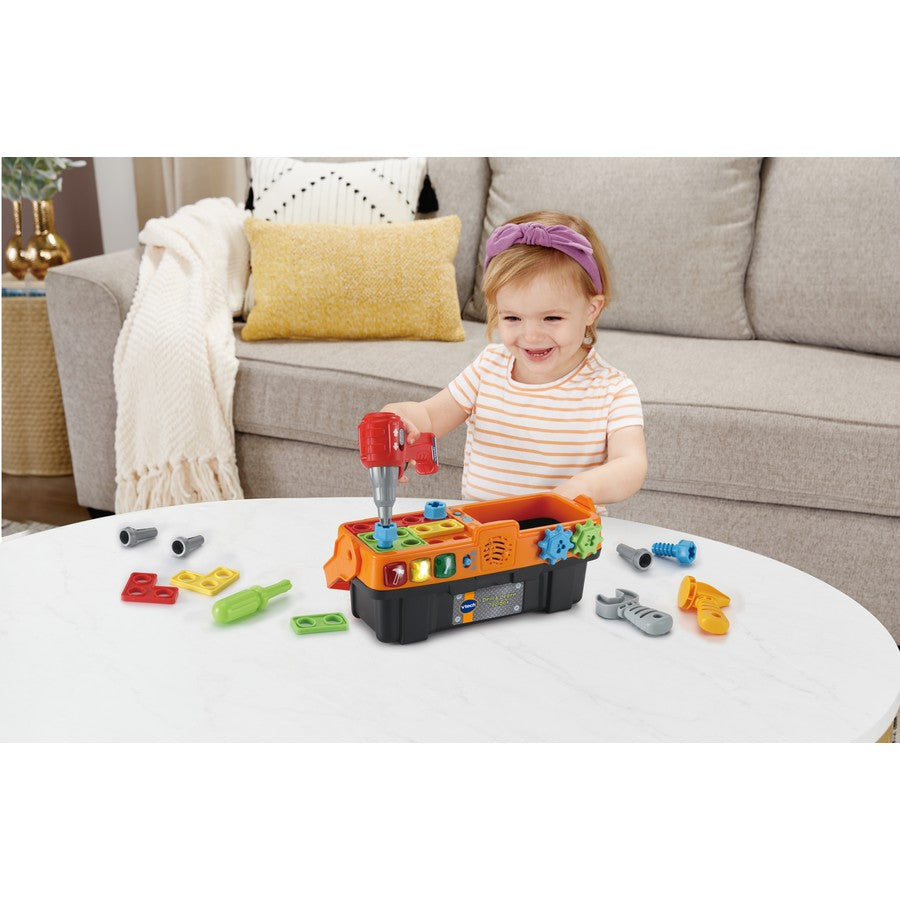 VTech Pretend Kids Toddler Toolbox | Electronic Learning Tool Kit | 3 Games Modes - Learning, Challenge, Music