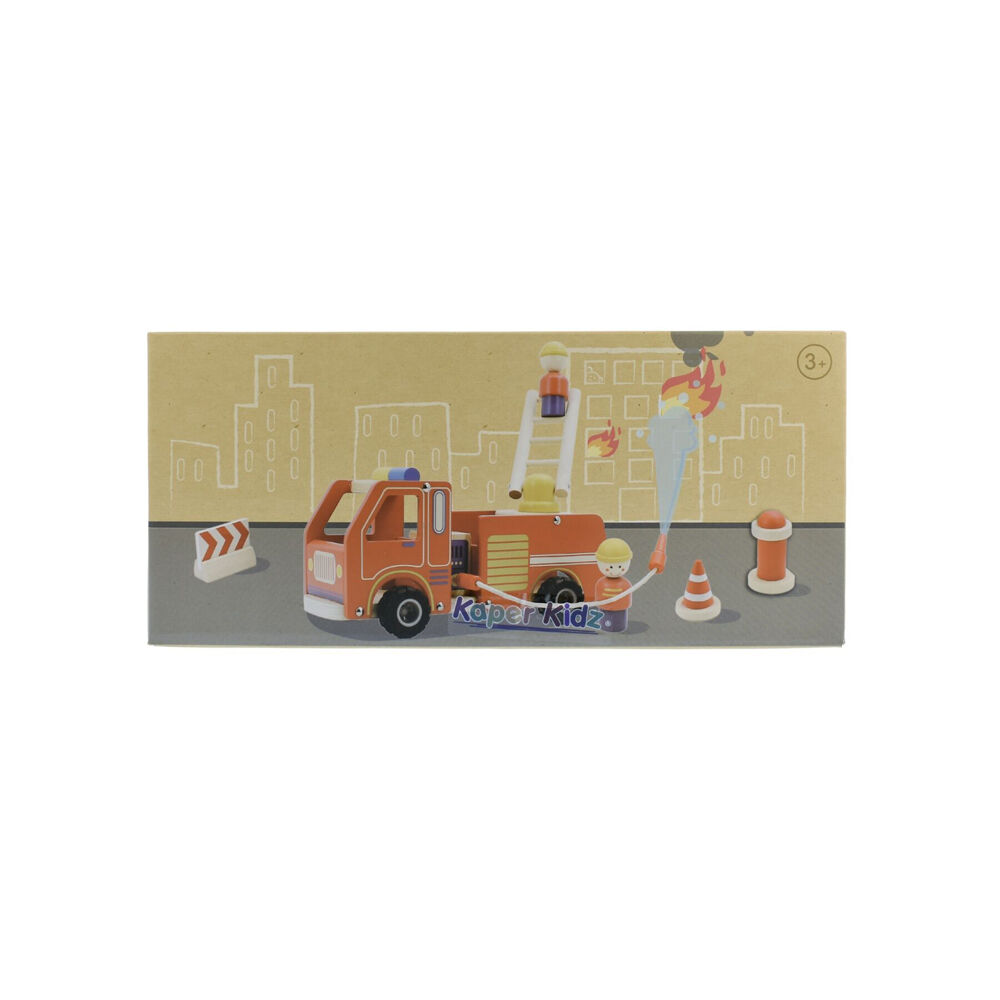 Kaper Kidz Wooden Fire Engine Kids Toy Playset w/ Hose,Hydrant & Ladder 3y+