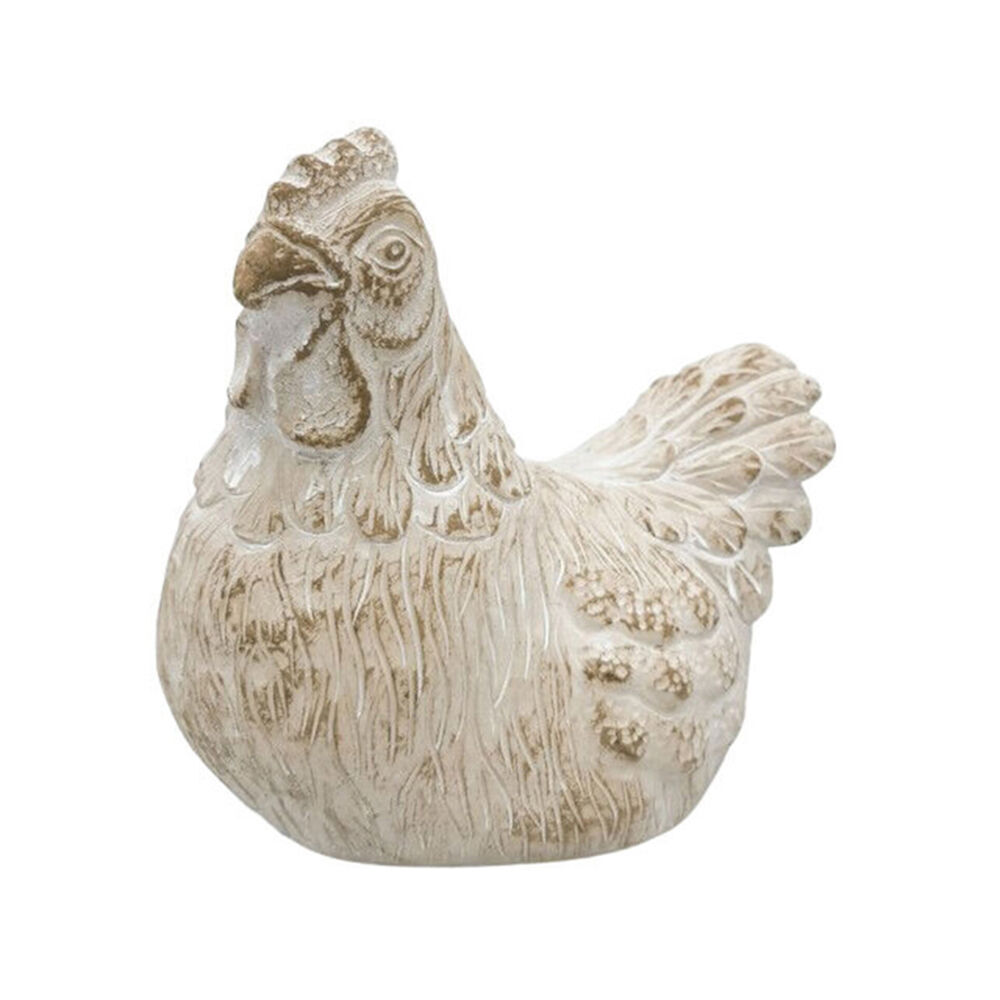 3PK Urban Ceramic Fable | Chicken Ornament | Outdoor Garden Decor 15cm Bisque