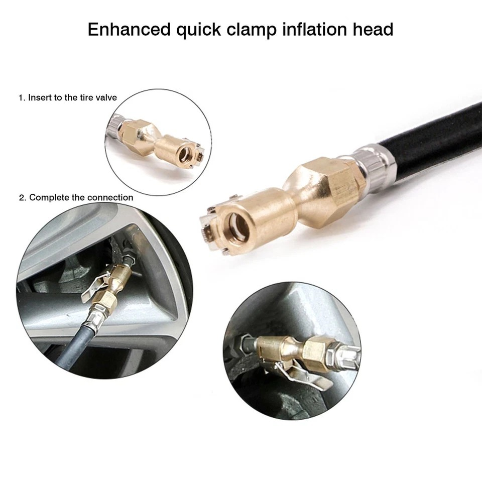 LED Digital Tyre Inflator Car Air Pressure Tire Gauge PSI Hose A Car Motorcycle | Cast aluminum alloy | Pistol grip | Displays KGF, BAR, PSI, KPA measurement | LCD digital display