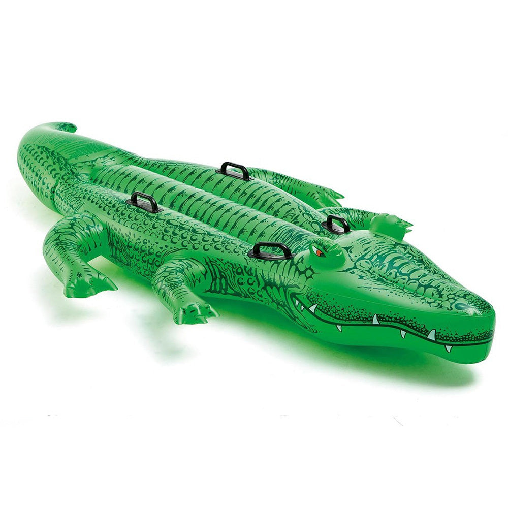 Intex 203cm Inflatable Crocodile/Alligator | Ride-On Kids Water Toy for Pool | Two Air Chambers for added Safety | Four Handles | 80kg Weight Limit