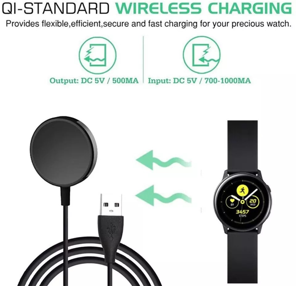 USB Charger Dock Cradle Cable for Samsung Galaxy Watch Active 1/2/3/4 | 40/41/44mm Watches | Table Current Transmission | Fast Charging