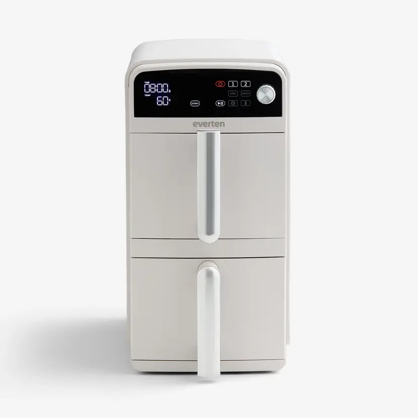 Everten 10L Airfryer | Double Drawer Air Fryer | Space Saving & Multi-Zone | Slimline | Roast/Bake/Airfry