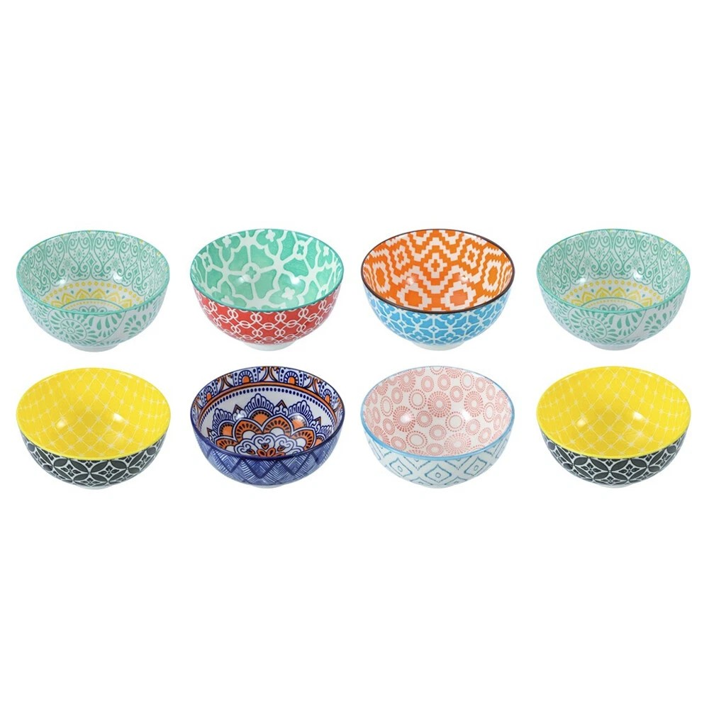 Lemon & Lime Moroccan Deco | 11.5cm Ceramic Rice Soup | Serving Bowl Round Asstd x 8