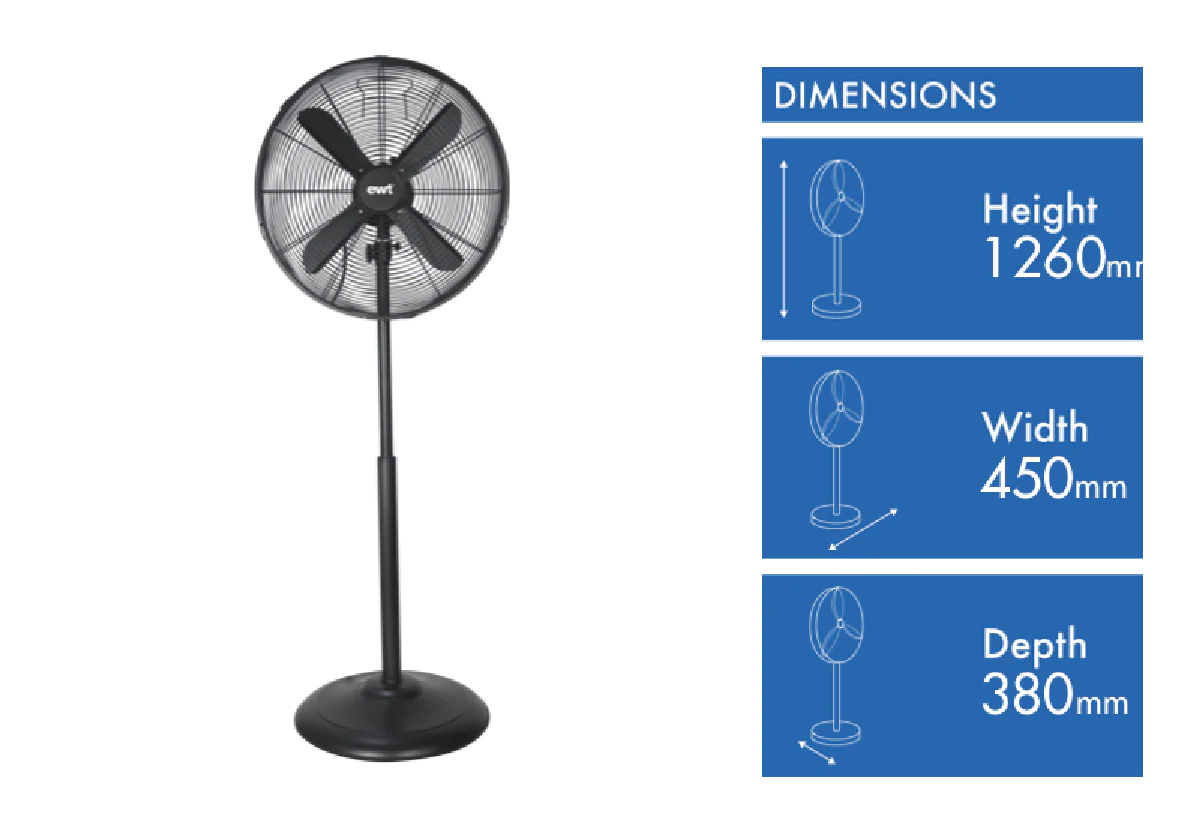 40cm Pedestal Fan | Electric Oscillating 3 Speed Fan Air Cooler Standing Home Office Cooling