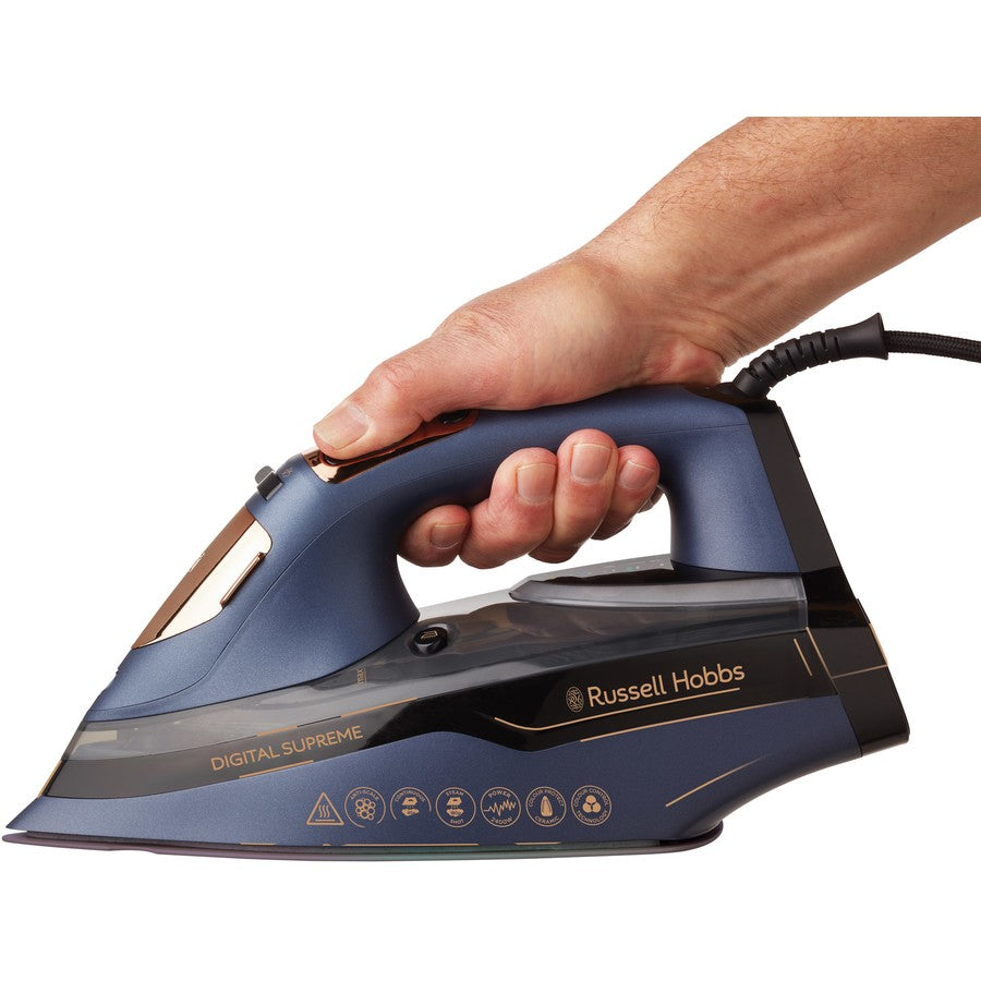 Russell Hobbs 2400W Steam Iron | Garment Clothes Crease Remover Fabric | Ceramic Soleplates | 50g continuous steam
