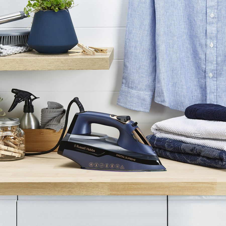 Russell Hobbs 2400W Steam Iron | Garment Clothes Crease Remover Fabric | Ceramic Soleplates | 50g continuous steam