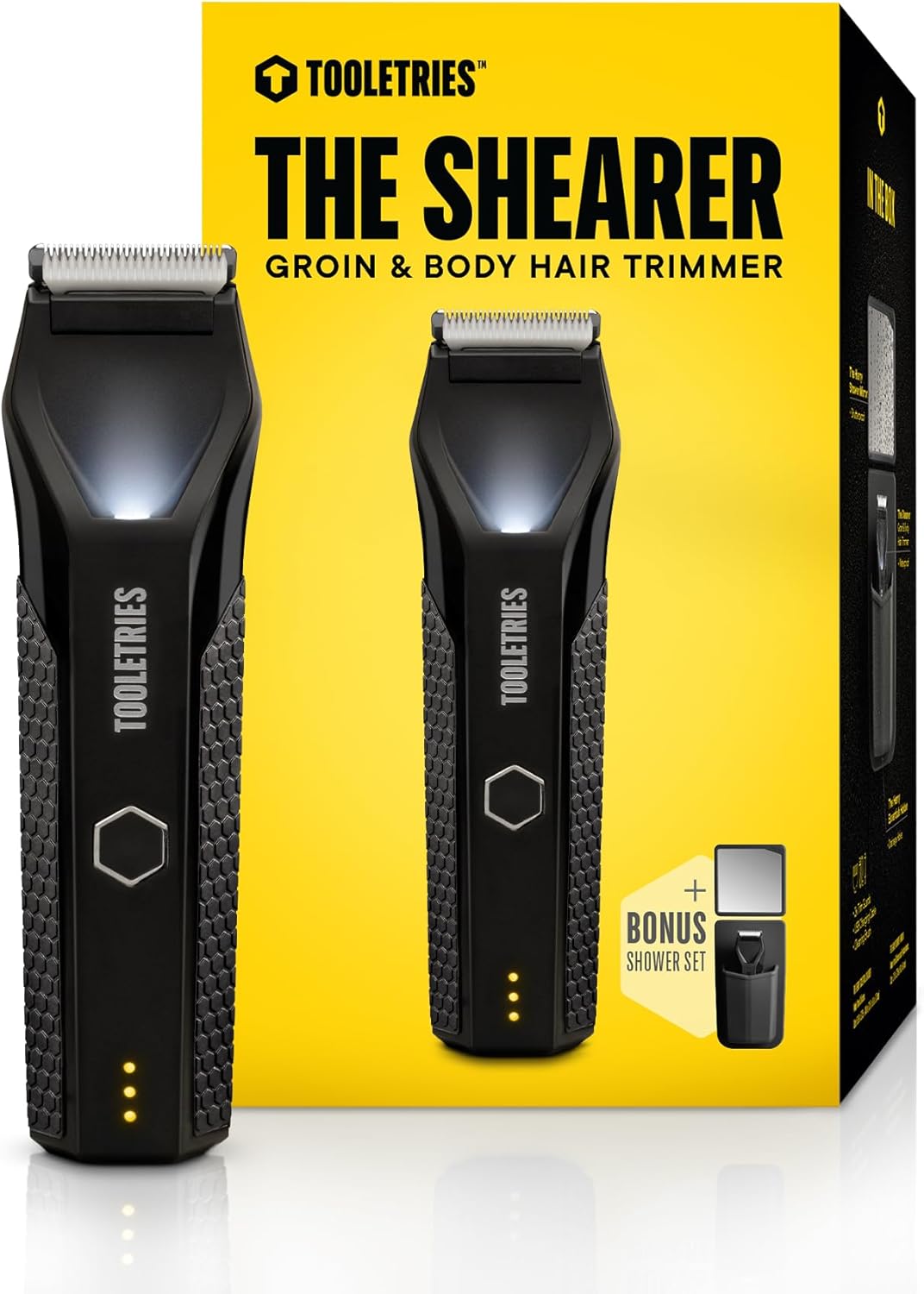 TOOLETRIES The Shearer - Electric Groin & Body Hair Trimmer | Replaceable Skin ProTech Ceramic Blade Heads | Waterproof Wet/Dry Clippers | USB-C Rechargeable | Mens Hygiene Ball Shaver
